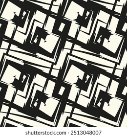 motif Abstrait harmonieux. Fond de coups de brosse à répétition.Texture de ligne grunge. Rhombus géométrique répétitif pour les impressions de conception.Illustration vectorielle