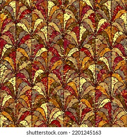 Abstract seamless pattern. Repeated art background. Klimt style in yellow color. Repeating modern texture for design prints. Repeat grunge gustav patern. Clash painting effect. Vector illustration