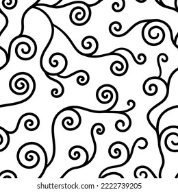 Abstract seamless pattern. Repeated black twist on white background. Tree in style klimt. Repeating modern texture for design prints. Repeat gustav patern. Nouveau ornament. Vector illustration