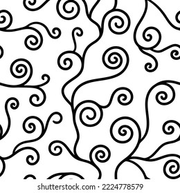 Abstract seamless pattern. Repeated black twist on white background. Tree in style klimt. Repeating modern texture for design prints. Repeat gustav pattern. Nouveau ornament. Vector illustration