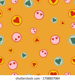 Abstract seamless pattern. Seamless repeated pattern can be used for wallpaper, pattern, backdrop, surface textures. Smile, love, hearts 