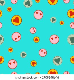 Abstract seamless pattern. Seamless repeated pattern can be used for wallpaper, pattern, backdrop, surface textures. Smile, love, hearts