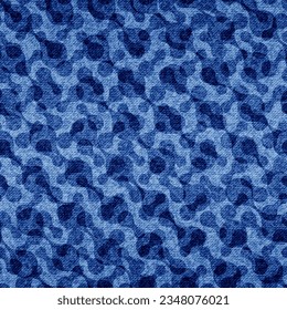 Resumen de un patrón impecable. La repetición desvanece el fondo del denim azul para las impresiones. Repetida tela de jean de círculo de angustia desvanecida. Chambray fadew punto textil. Desvanecimiento del diseño geométrico repetido. Ilustración del vector