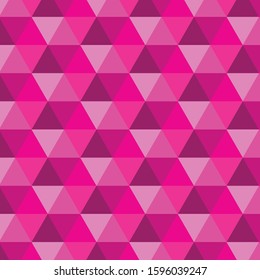 Abstract seamless pattern of repeating hexagons with pink triangles. Vector Illustration. Background.