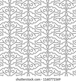 Abstract seamless pattern with repeating textured elegant ornate objects in monochrome style vector illustration