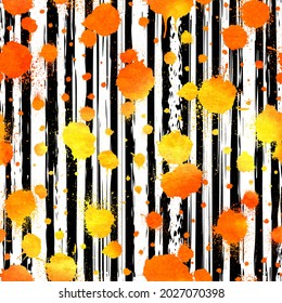 Abstract seamless pattern. Repeating watercolor graffiti. Background paint splatter. Grafitti splash. Grunge texture. Bright watercolour random shape. Repeated brush strokes for design prints. Vector