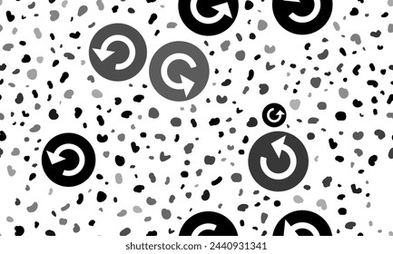 Abstract seamless pattern with replay media symbols. Creative leopard backdrop. Vector illustration on white background