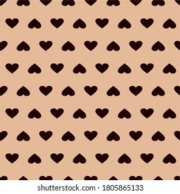 Abstract seamless pattern in retro colors. Beige background with hearts. Template greeting card, invitation and advertising banner, brochure. Cute Valentine cards. Wrapping paper for present. Vector