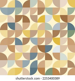 Abstract seamless pattern in retro colors. Modern vintage colored shapes. 70s style. Vector illustration