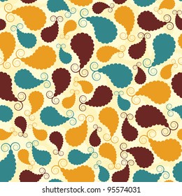 abstract seamless pattern in retro colors of paisley
