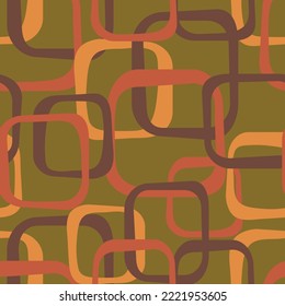 An abstract seamless pattern in retro style, 70s wallpaper background with funky squares