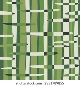 abstract seamless pattern in retro style with stripes and birches