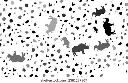Abstract seamless pattern with rhino symbols. Creative leopard backdrop. Vector illustration on white background