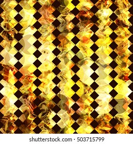 Abstract seamless pattern with rhombus. Golden and black.