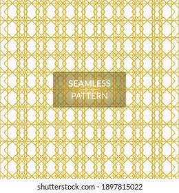 Abstract seamless pattern, Rhombus, modern geometric background. White and gold texture.