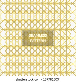 Abstract seamless pattern, Rhombus, modern geometric background. White and gold texture.