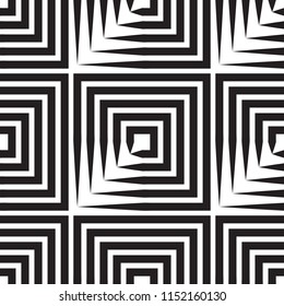 Abstract seamless pattern with rhombus and squares. Black and white endless romb background. Classic repetitive geometric vector illustration