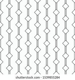Abstract seamless pattern of rhombuses connected by lines. Modern stylish texture. Linear style. Vector monochrome background.