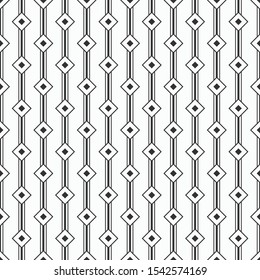 Abstract seamless pattern of rhombuses connected by lines. Modern stylish texture. Linear style. Vector monochrome background.