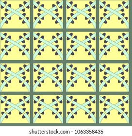 Abstract seamless pattern with ribbons and geometric elements  