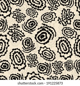 Abstract seamless pattern with rings on a beige background