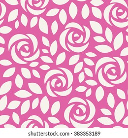 Abstract seamless pattern with roses. Floral wallpaper with cute flowers and leaves