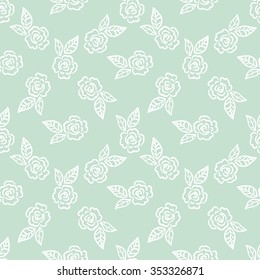 Abstract seamless pattern with roses and leaves. Flower background. Floral ornament. Vector illustration.