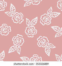 Abstract seamless pattern with roses and leaves. Flower background. Floral ornament. Vector illustration.