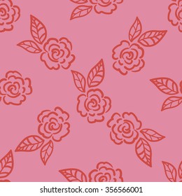Abstract seamless pattern with roses and leaves. Flower background. Floral ornament. Vector illustration.