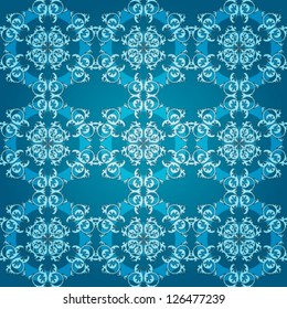 Abstract seamless pattern with round ornaments on a blue background