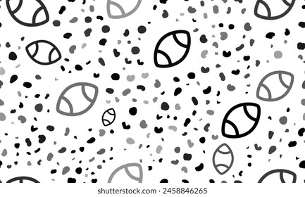 Abstractas patrón sin fisuras con símbolos de rugby. Fondo de leopardo creativo. Ilustración vectorial sobre fondo blanco