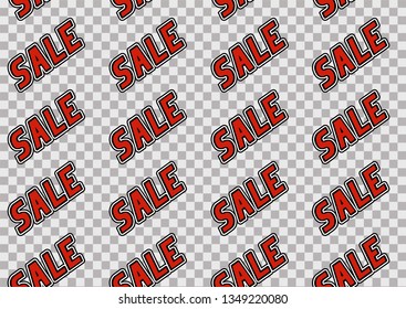 Abstract seamless pattern. Sale. Transparent background. Vector illustration