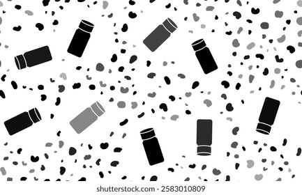 Abstract seamless pattern with salt shaker symbols. Creative leopard backdrop. Vector illustration on white background