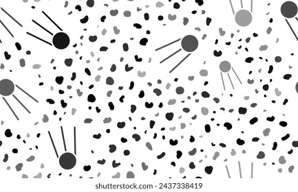 Patrón sin fisuras abstracto con símbolos de satélite. Fondo de leopardo creativo. Ilustración vectorial sobre fondo blanco