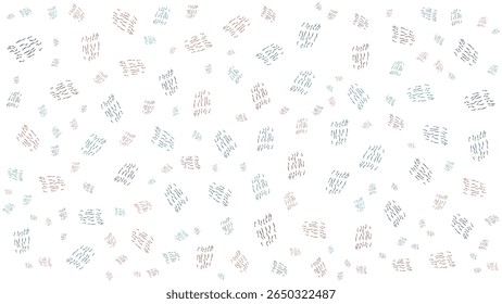 Abstrato padrão sem emenda com traços dispersos e listras curtas em tons pastel macio no fundo branco. Ótimo para papel de parede, tecido, papel de presente, convite, cartão de saudação, design de interiores, impressão.