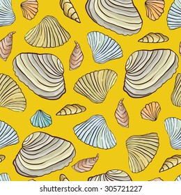 Abstract seamless pattern of sea shells