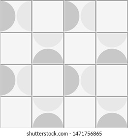 Abstract seamless pattern, semicircle light gray ceramic tiles vector illustration