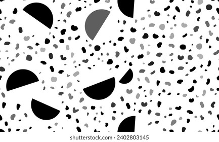 Abstract seamless pattern with semicircle symbols. Creative leopard backdrop. Vector illustration on white background