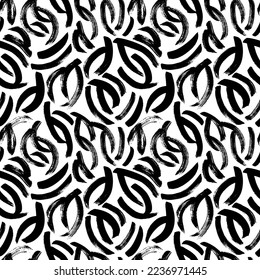 Abstract seamless pattern of semicircles shaped elements with rough edges. Arch geometrical ornament. Thin curved doodle lines.