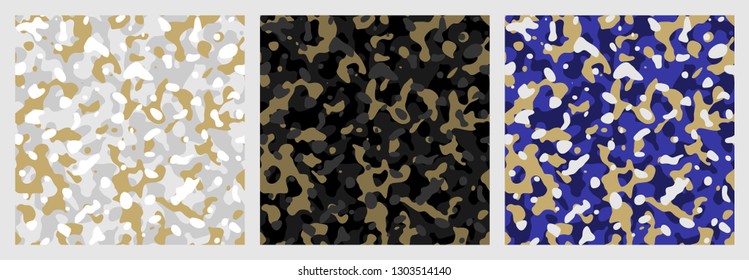 Abstract seamless pattern. Set of camouflage backgrounds. Organic ornament. Vector. Eps 10