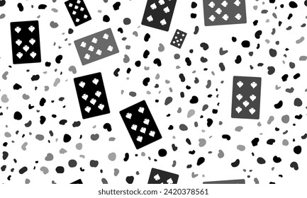 Resumen de un patrón impecable con siete espadas jugando cartas. Fondo creativo de leopardo. Ilustración del vector sobre fondo blanco
