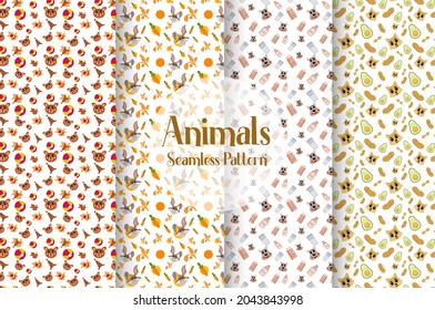 abstract seamless pattern of several animals