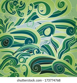 Abstract seamless pattern in shades of green