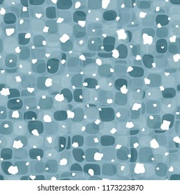 Abstract seamless pattern with shades of ice. In the foreground, large and small white spots are chaotically scattered.