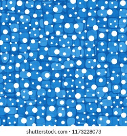 Abstract seamless pattern with shades of ice. Round white spots are randomly scattered in the foreground.
