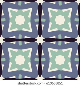 Abstract seamless pattern. Shades of red and pink flowers. Bold curved lines with sharp ends forming irregular squares.
