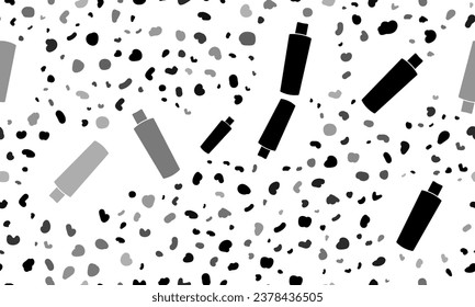 Abstract seamless pattern with shampoo symbols. Creative leopard backdrop. Vector illustration on white background