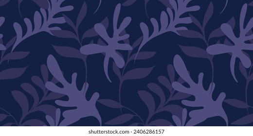 Abstract seamless pattern with shape, outline flowers. Vector hand drawn sketch. Simple stylized background textured floral print. Design for fashion, fabric, wallpaper.