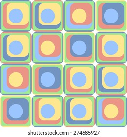 Abstract seamless pattern with shapes: circles, squares and squares with rounded corners. Pattern for fabric.Stock vector.