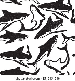 Abstract seamless pattern with sharks.Grunge modern background for boys 